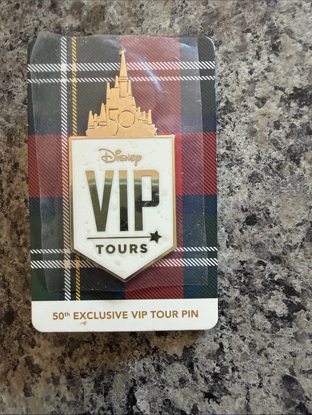 Disney VIP Tours 50th Anniversary Gold and White Enamel Pin